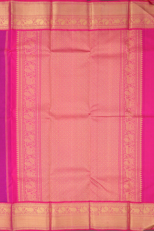 Kanchipuram Silk Saree In Capri Blue With Peacock Buttas
