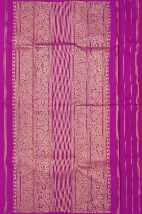 Kanchipuram Silk Saree In Grape Purple With Parrot Buttas