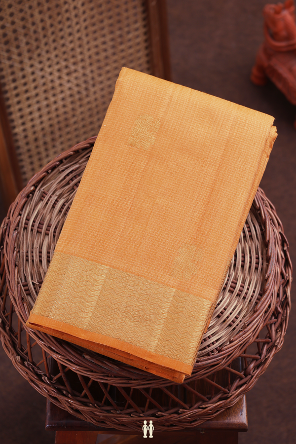 Kanchipuram Silk Saree In Yellow With Checks Design