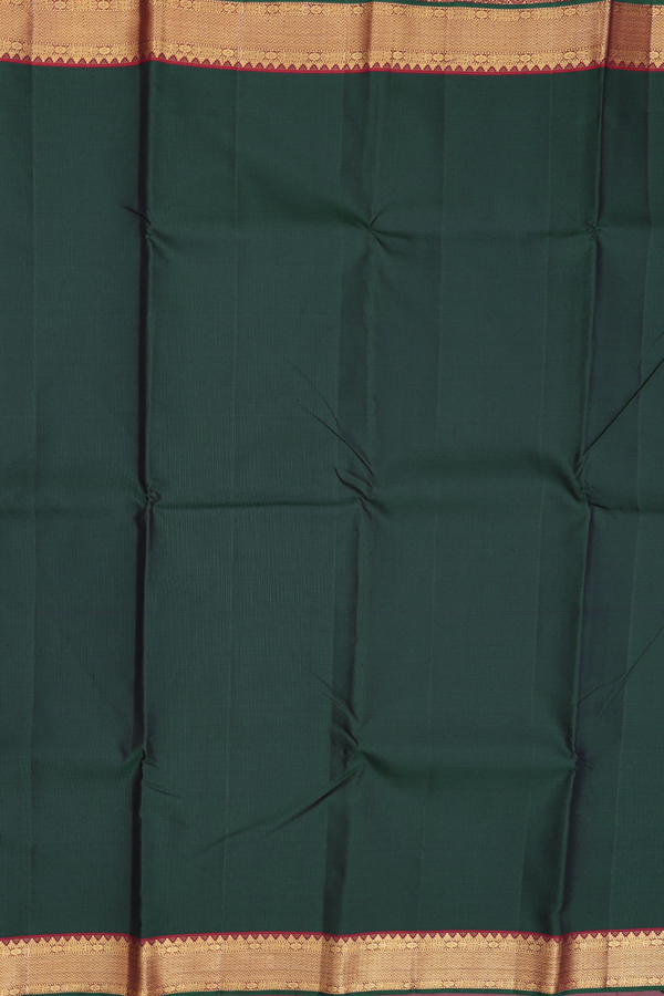 Kanchipuram Silk Saree In Dark Green With Zari Border