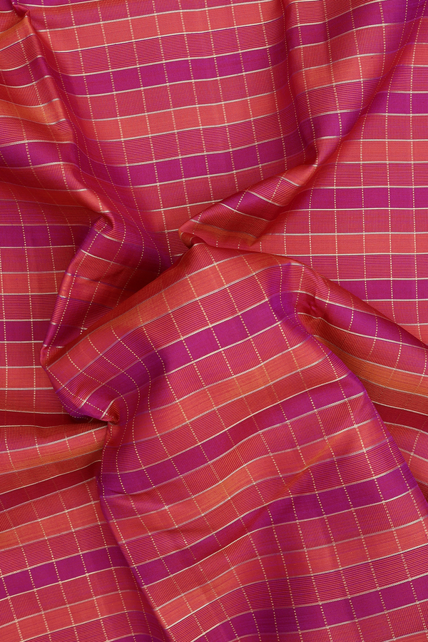 Kanchipuram Silk Saree In Shades Of Pink With Checks Design
