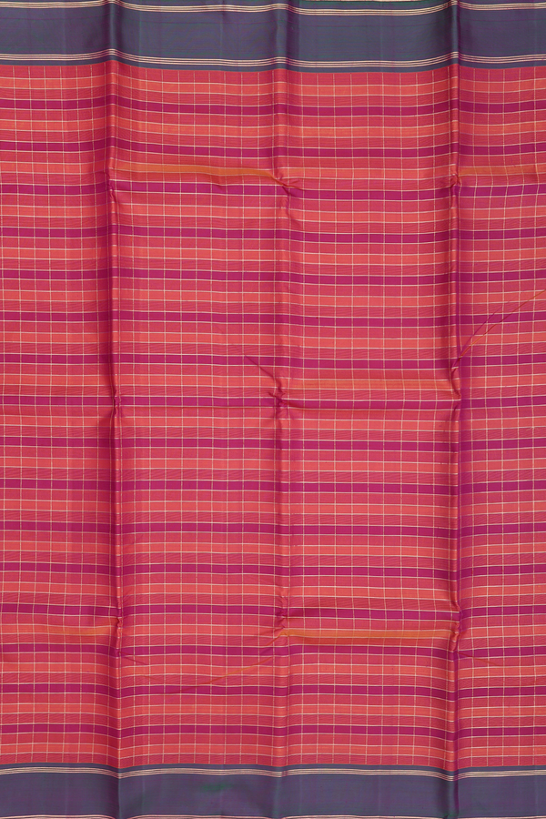 Kanchipuram Silk Saree In Shades Of Pink With Checks Design