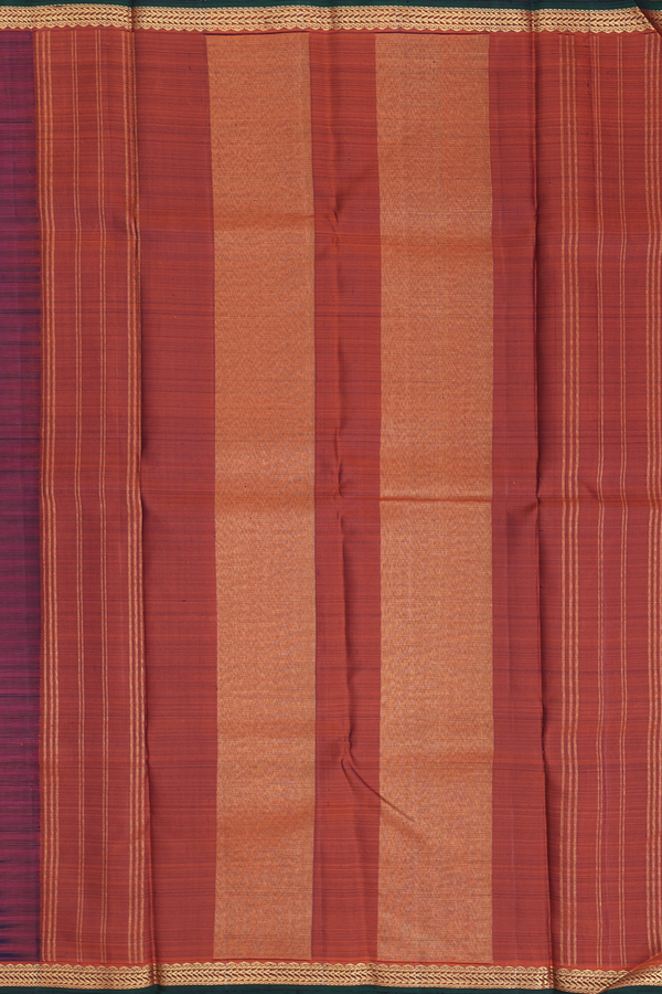 Kanchipuram Silk Saree In Purple And Black With Stripes Design