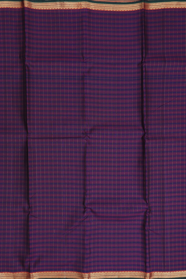 Kanchipuram Silk Saree In Purple And Black With Stripes Design