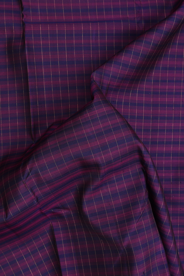 Kanchipuram Silk Saree In Purple And Black With Stripes Design