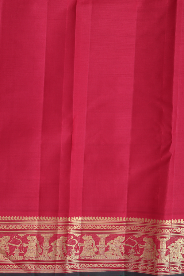 Kanchipuram Silk Saree Capri Blue With Peacock Chakram Buttas