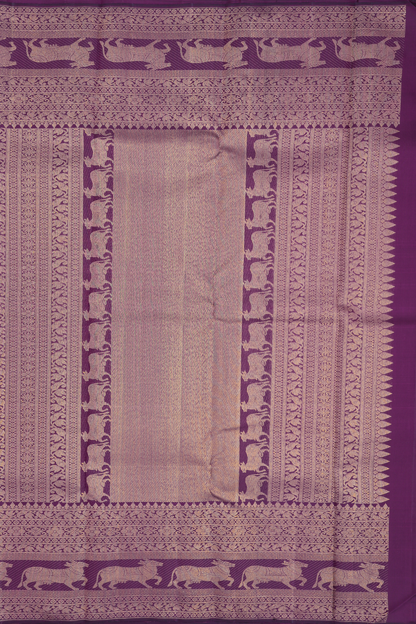 Kanchipuram Silk Saree In Grape Purple With Chakram Buttas