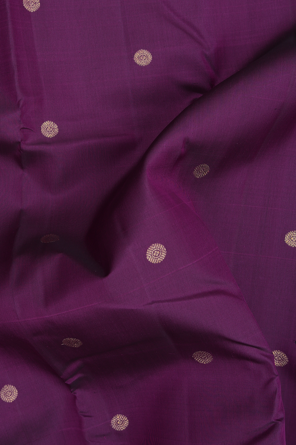Kanchipuram Silk Saree In Grape Purple With Chakram Buttas