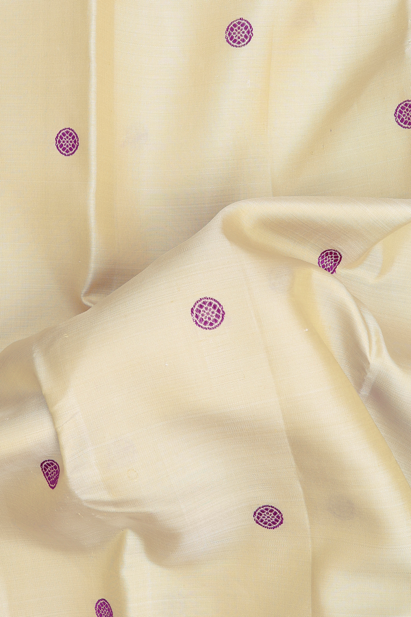 Kanchipuram Silk Saree In Cream Color With Chakram Buttas