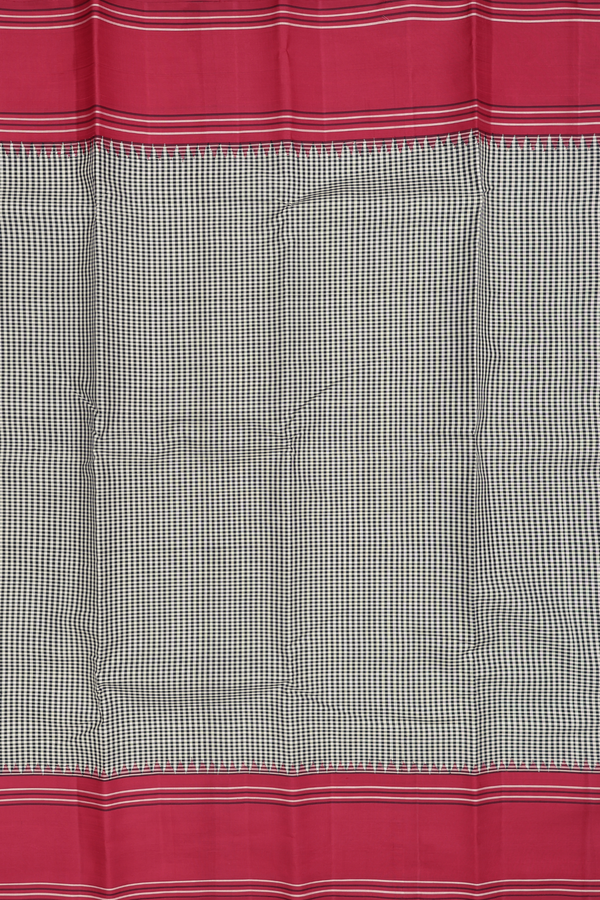 Kanchipuram Silk Saree In Black And White With Checks Design