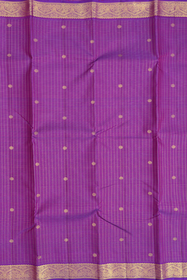 Kanchipuram Silk Saree In Purple With Checks Design