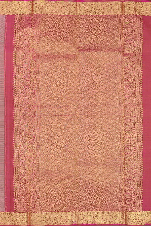 Kanchipuram Silk Saree In Brown Along Checks With Buttas