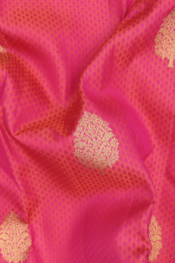 Kanchipuram Silk Saree In Pink With Jacquard Pattern