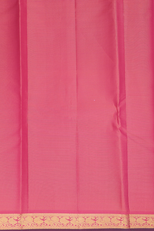 Kanchipuram Silk Saree In Coral Pink With Stripes Design