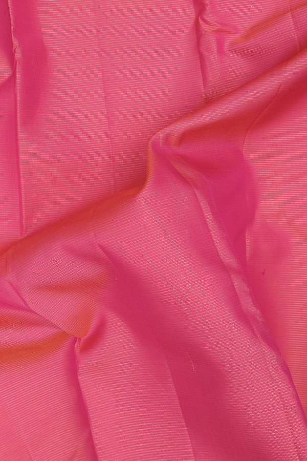 Kanchipuram Silk Saree In Coral Pink With Stripes Design