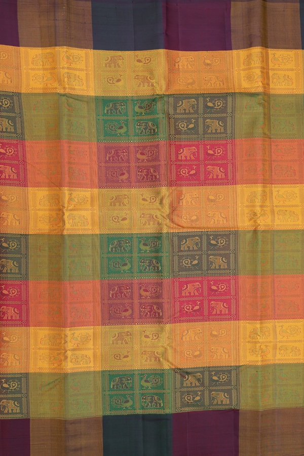 Kanchipuram Silk Saree In Multicolor With Jacquard Pattern
