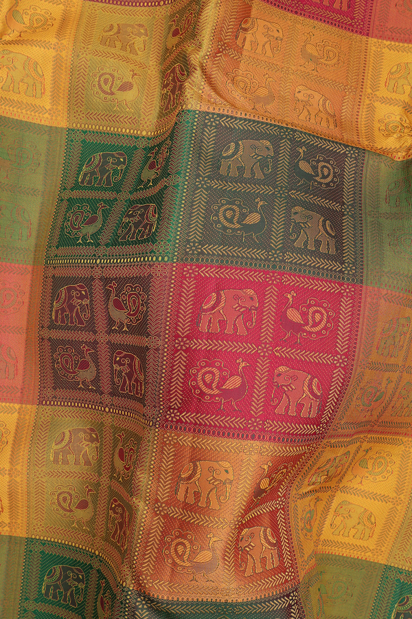 Kanchipuram Silk Saree In Multicolor With Jacquard Pattern