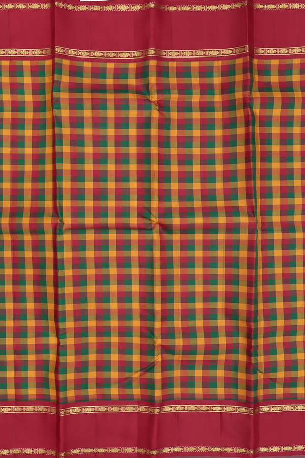 Kanchipuram Silk Saree In Multicolor With Checks Design