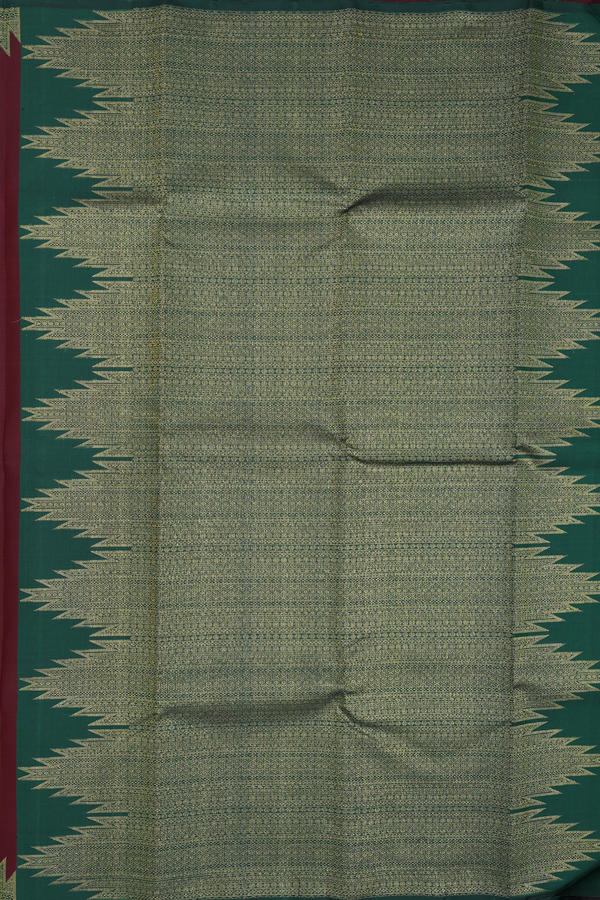 Kanchipuram Silk Saree In Burgundy Red With Paisley Buttis