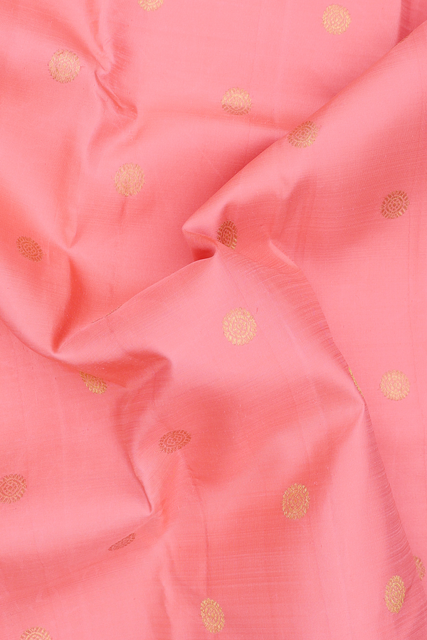 Kanchipuram Silk Saree In Peach With Chakram Buttas