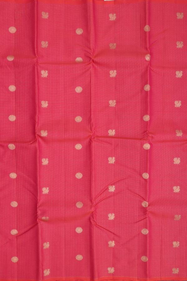 Kanchipuram Silk Saree In Pink With Checks Design