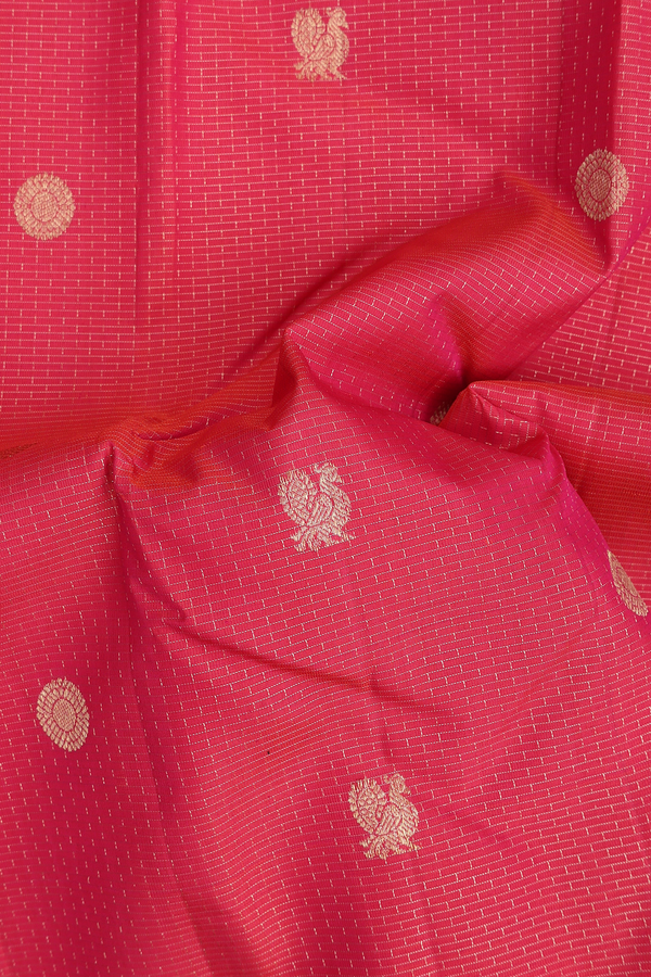 Kanchipuram Silk Saree In Pink With Checks Design
