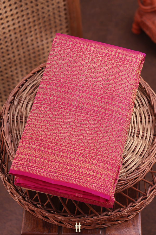 Kanchipuram Silk Saree In Rani Pink With Brocade Design
