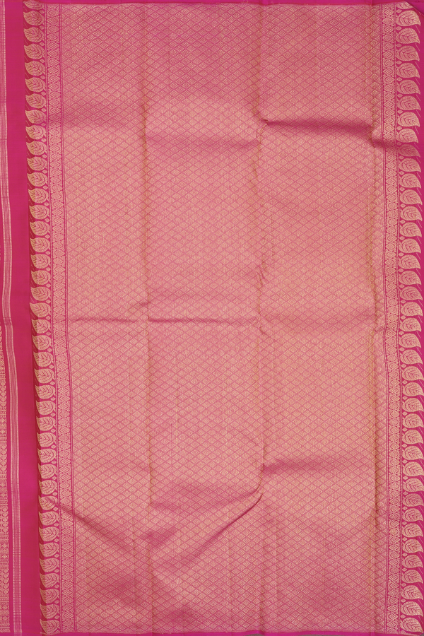 Kanchipuram Silk Saree In Rani Pink With Brocade Design