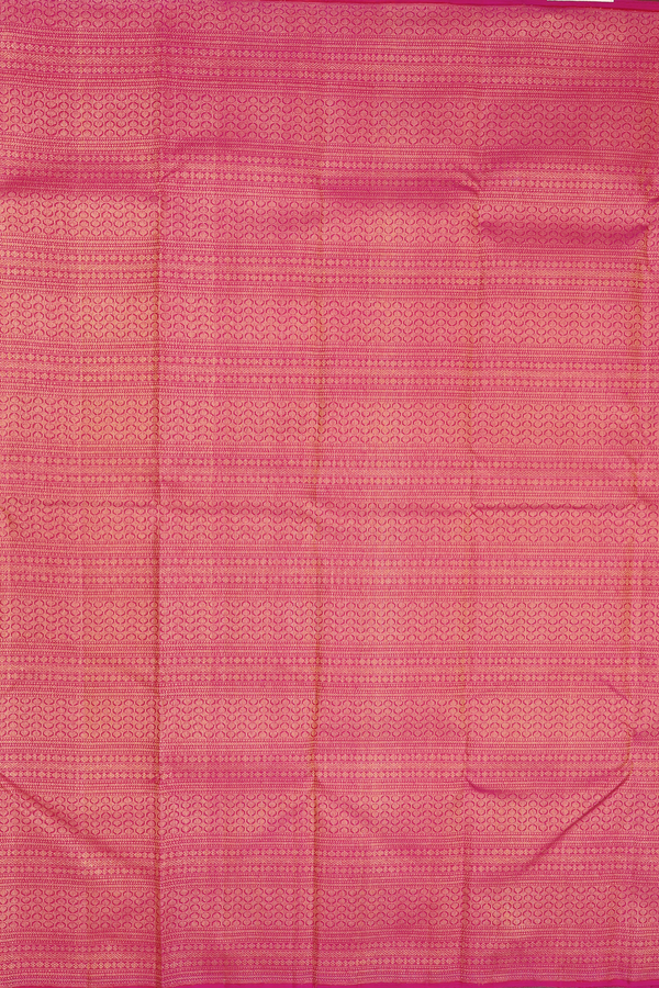 Kanchipuram Silk Saree In Rani Pink With Brocade Design