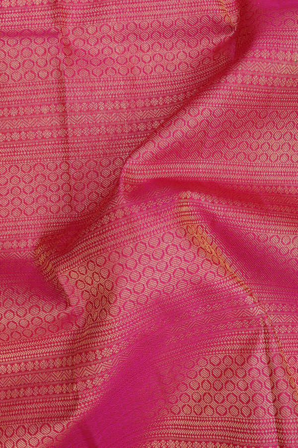 Kanchipuram Silk Saree In Rani Pink With Brocade Design