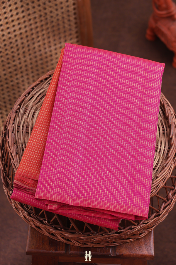 Kanchipuram Silk Saree In Pink And Orange With Step Border