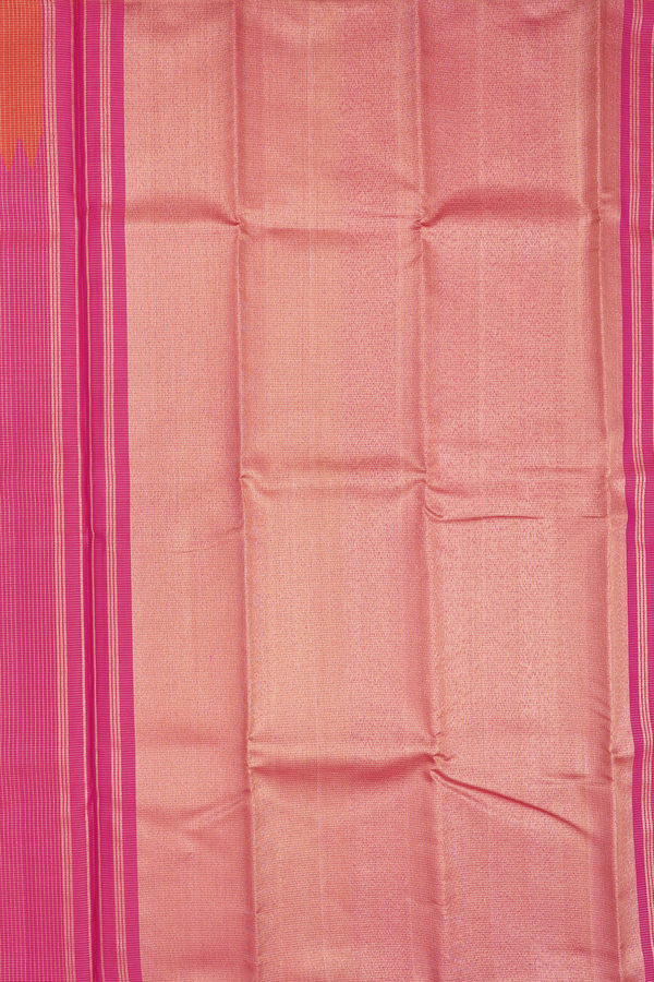 Kanchipuram Silk Saree In Pink And Orange With Step Border