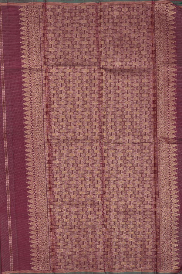 Kanchipuram Silk Saree In Maroon Along Stripes With Buttas