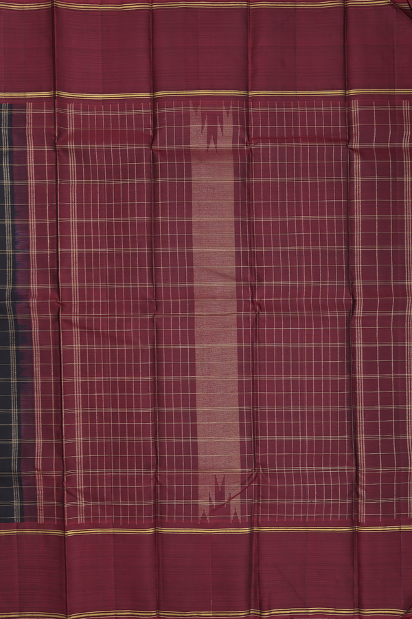 Kanchipuram Silk Saree In Black With Checks Design