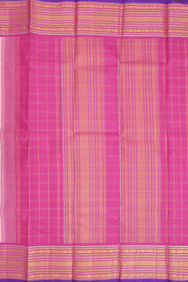 Kanchipuram Silk Saree In Pink With Checks Design