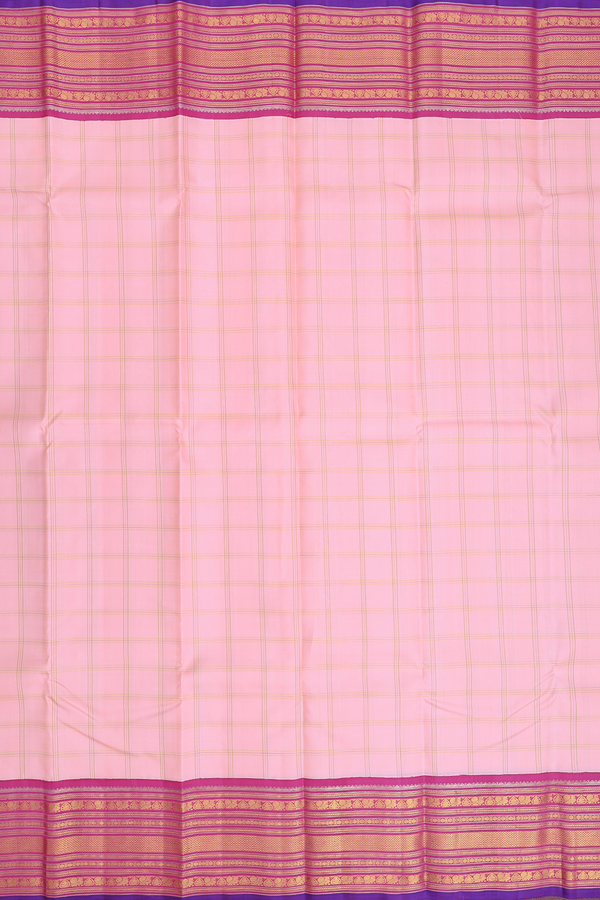 Kanchipuram Silk Saree In Pink With Checks Design