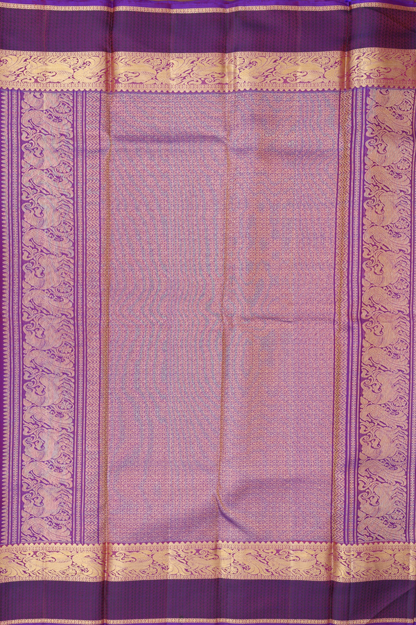 Kanchipuram Silk Saree In Dusty Red With Yali Motifs