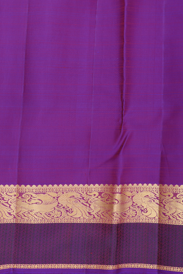 Kanchipuram Silk Saree In Dusty Red With Yali Motifs