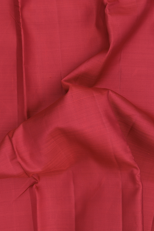 Kanchipuram Silk Saree In Scarlet Red With Zari Border