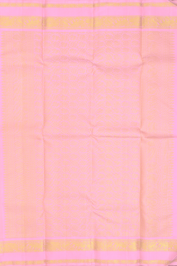 Kanchipuram Silk Saree In Off White With Paisley Buttas