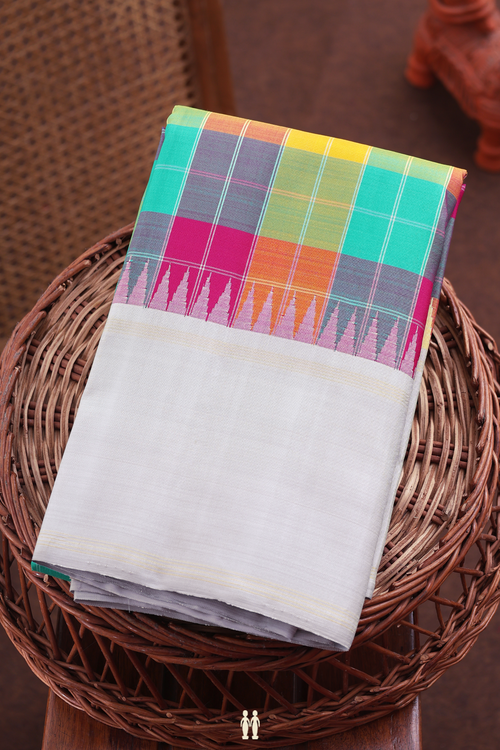 Kanchipuram Silk Saree In Multicolor With Checks Design