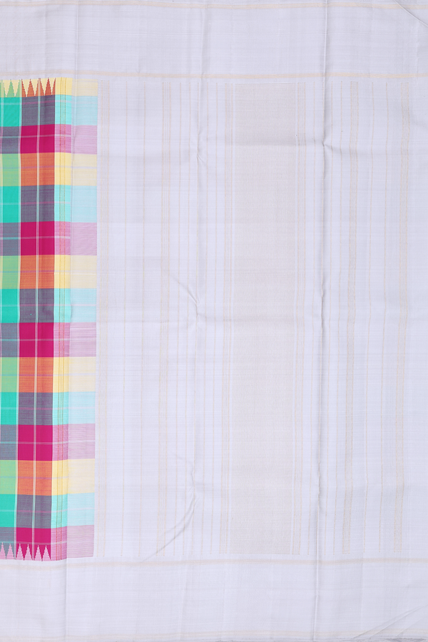 Kanchipuram Silk Saree In Multicolor With Checks Design