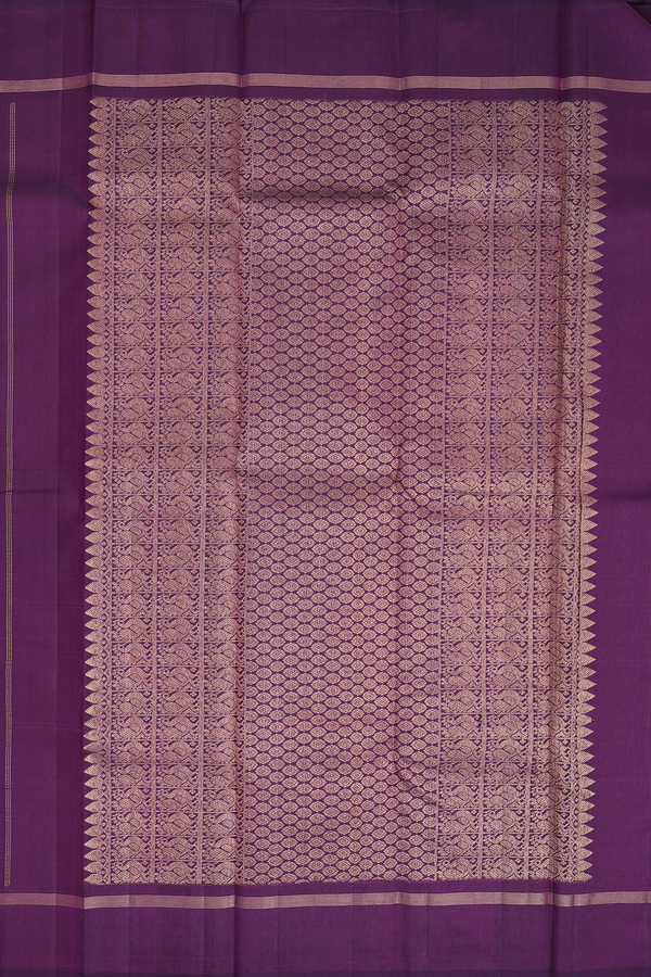 Kanchipuram Silk Saree In Grape Purple With Cow Buttas