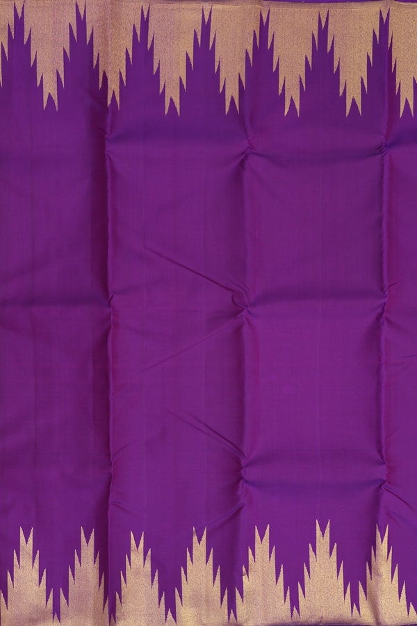 Kanchipuram Silk Saree In Purple With Temple Border