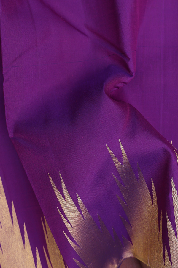 Kanchipuram Silk Saree In Purple With Temple Border