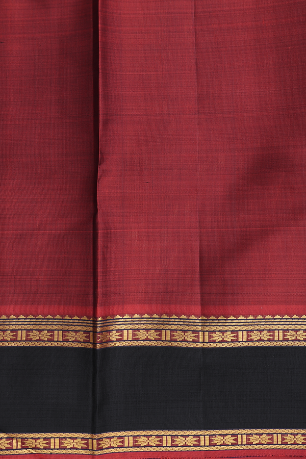 Kanchipuram Silk Saree In Brown With Stripes Design