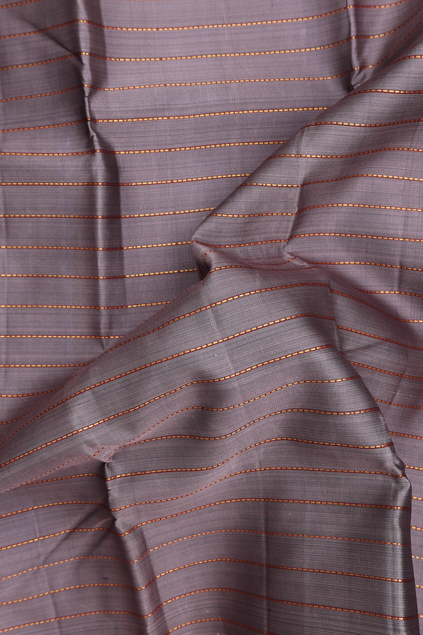 Kanchipuram Silk Saree In Brown With Stripes Design