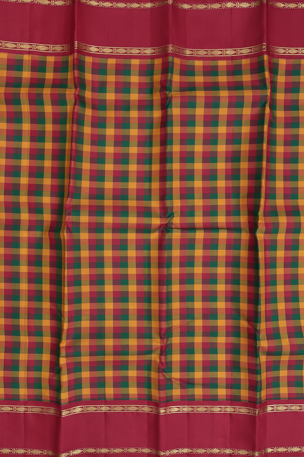 Kanchipuram Silk Saree In Multicolor With Checks Design