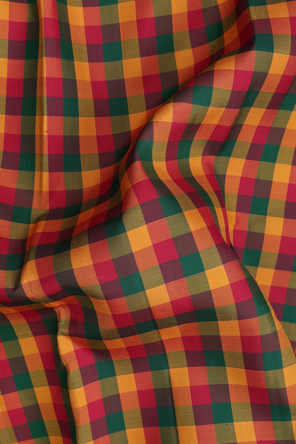 Kanchipuram Silk Saree In Multicolor With Checks Design
