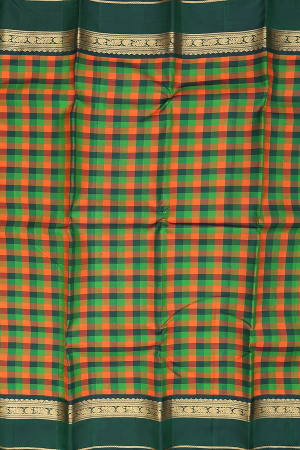 Kanchipuram Silk Saree In Multicolor With Checks Design